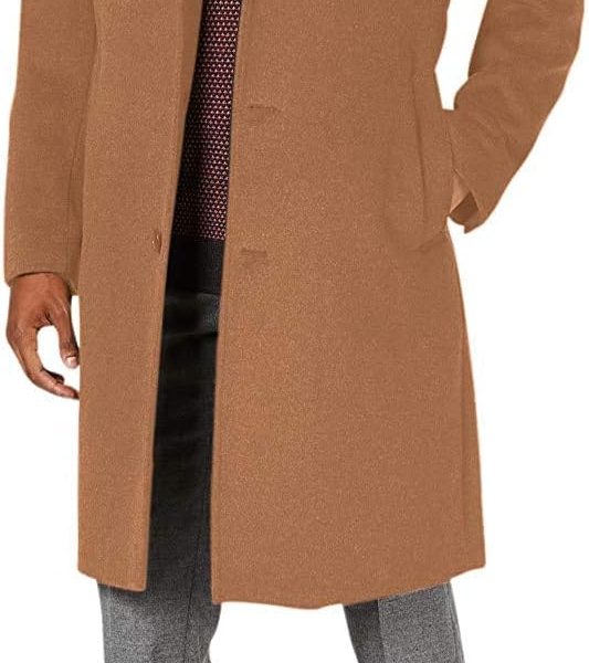 Men's Classic Fit Overcoat Signature Wool Blend Top Coat (Regular & Big-Tall Sizes)