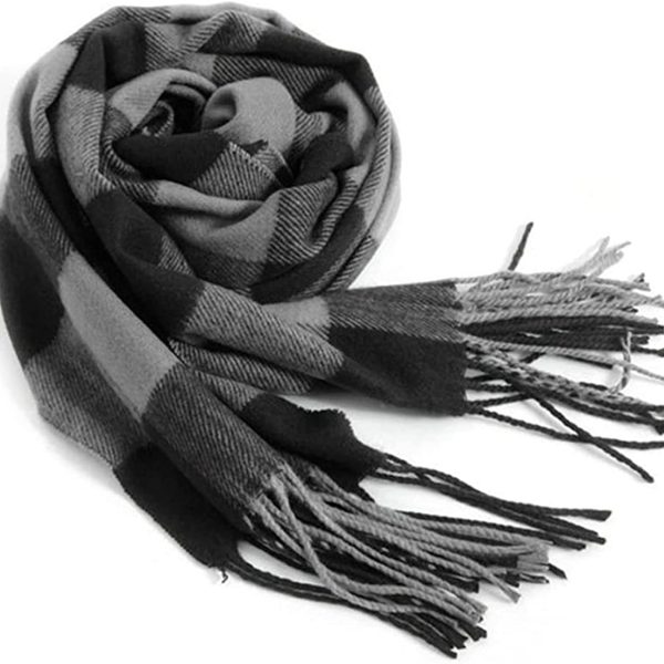 Men's Scarves Classic Arrival Winter Plaid Scarf Tassel Edge Soft Warm Scarf