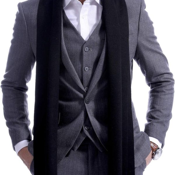 Men's Scarf Cashmere Feel Fashion Scarves for Men Winter Knitted Long 70.8IN 11.8IN