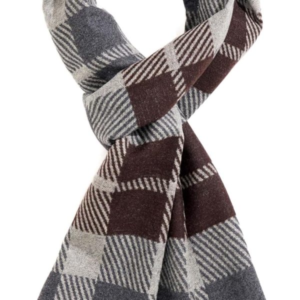 Men's Winter Warm Scarf Premium Cashmere Feel, Luxuriously Soft Long Plaid Pattern